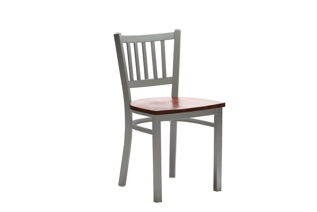 Bistro metal frame, wood seat, multiple finish combinations available